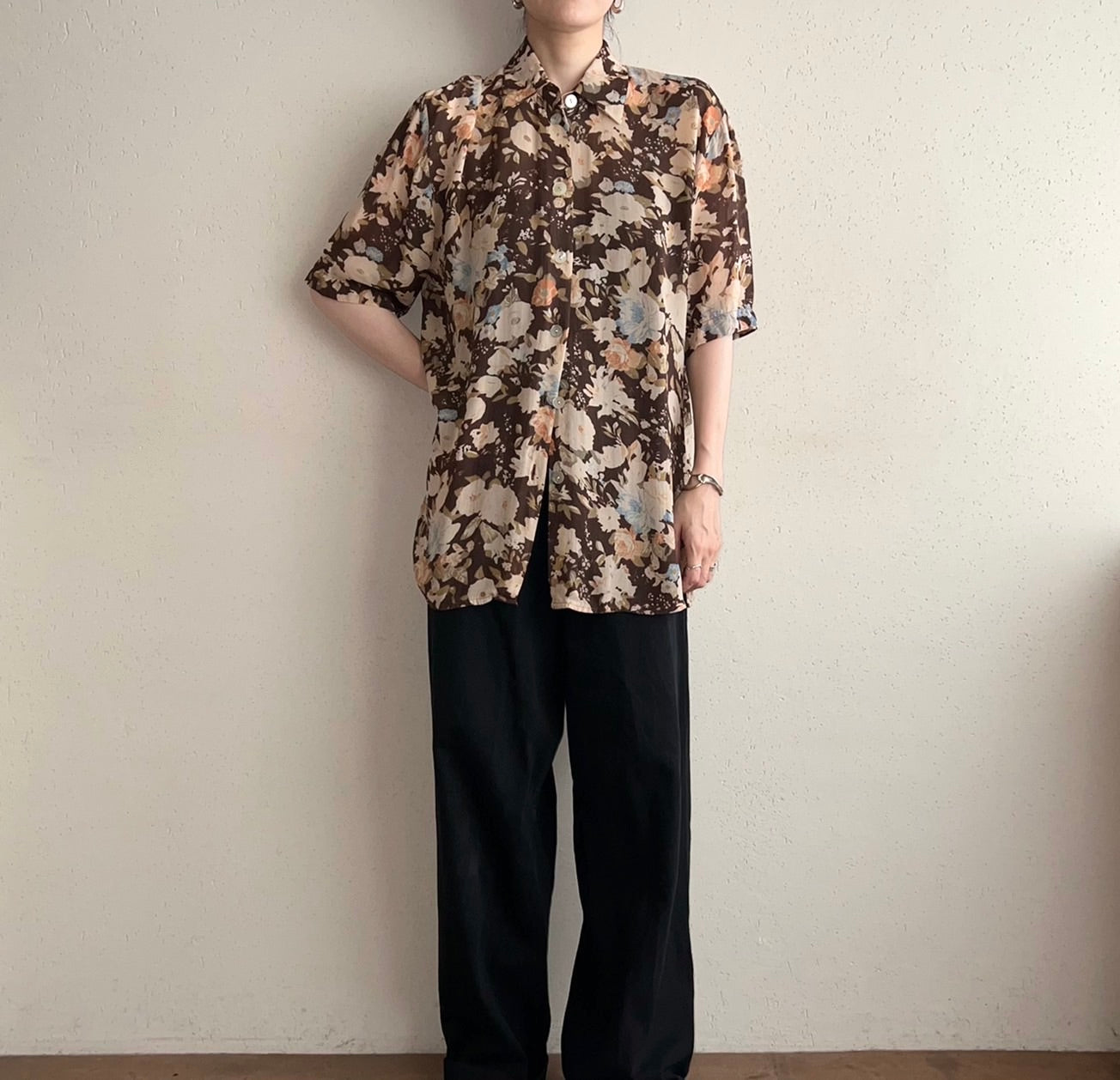 90s EURO Sheer Pattern Printed Shirt