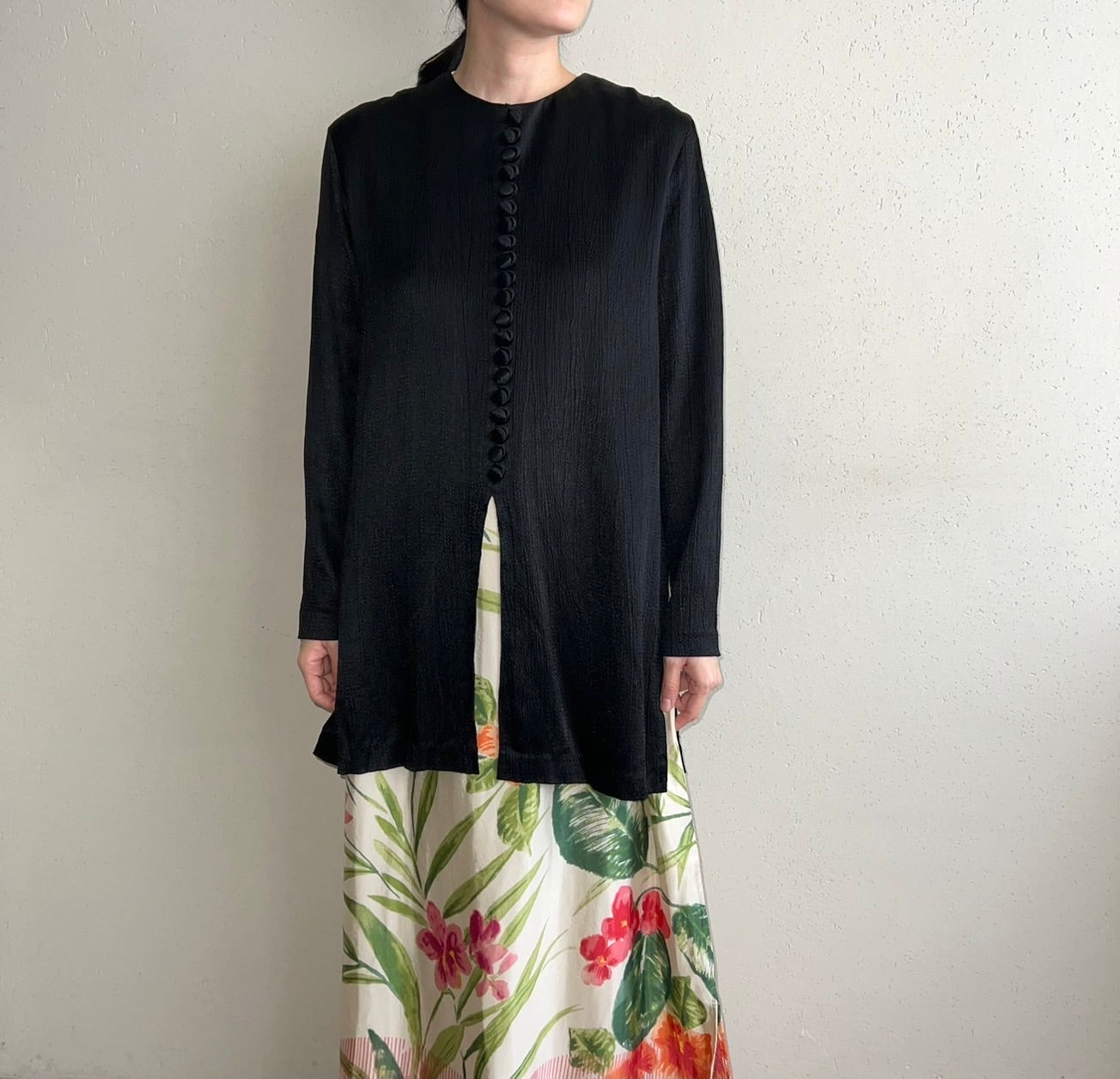 90s Black Design Blouse
