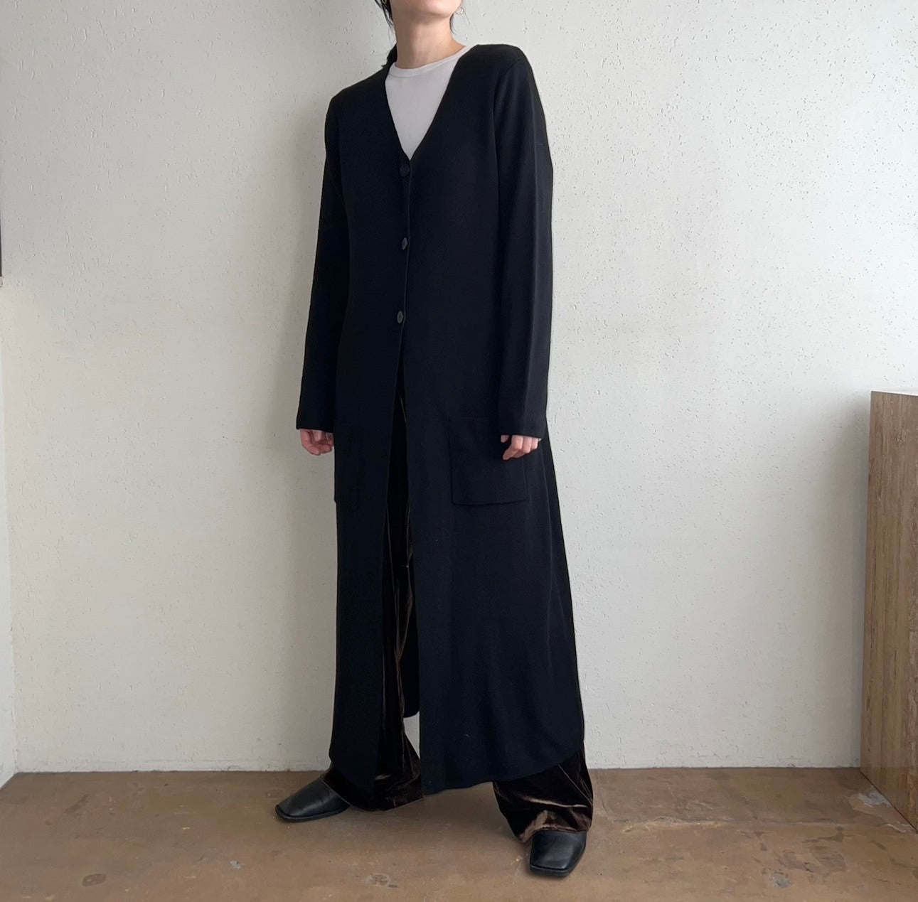90s Black Long Cardigan