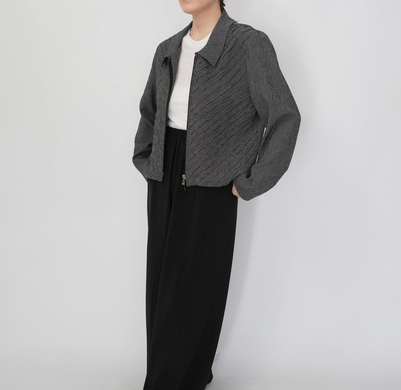 90s Pleat Zip Shirt,Jacket