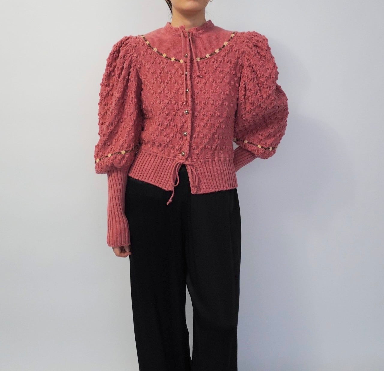 80s Embroidery Knit Cardigan
