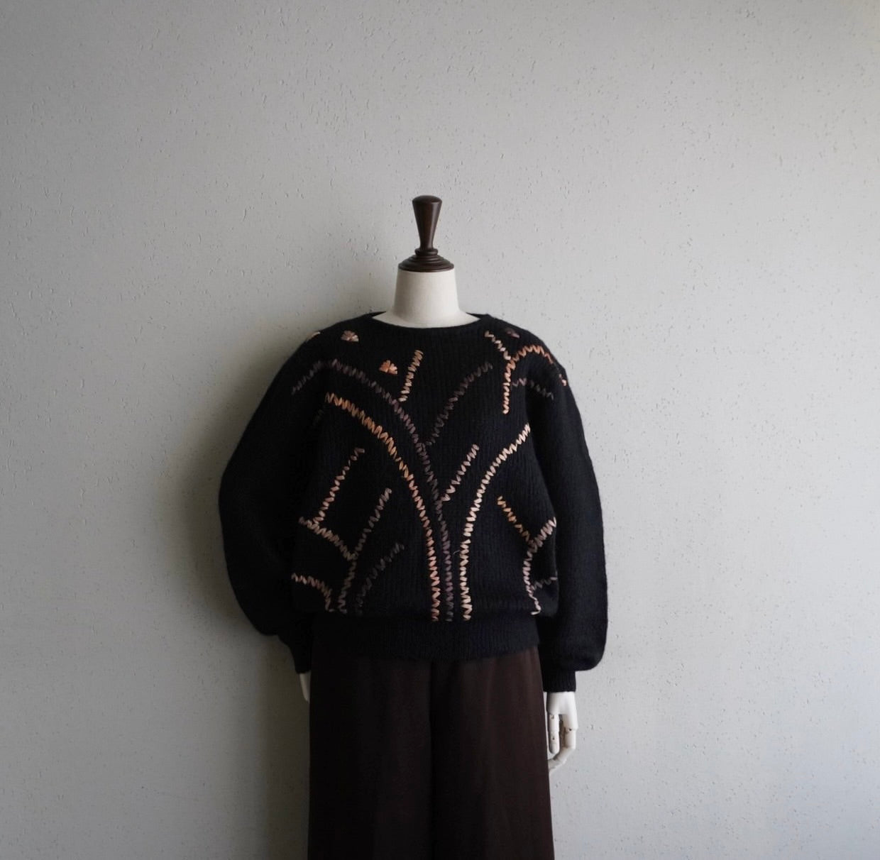 80s EURO Ribbon Design Mohair Knit