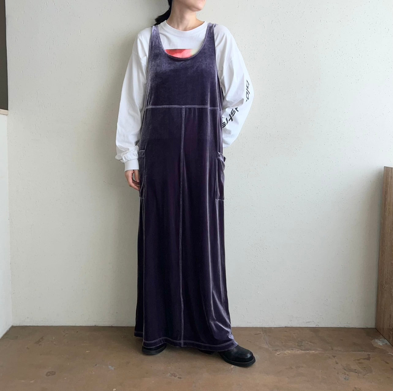 90s Velor Maxi Dress Made in USA Dead Stock
