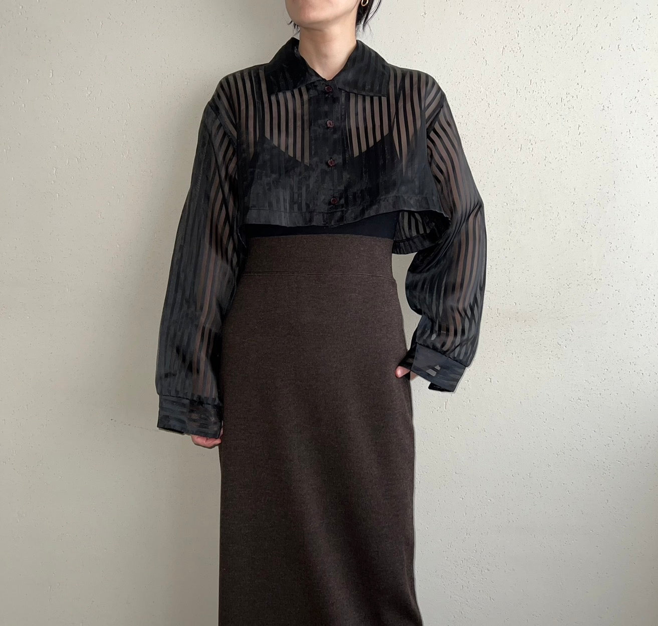 90s Sheer Cropped Shirt Made in USA