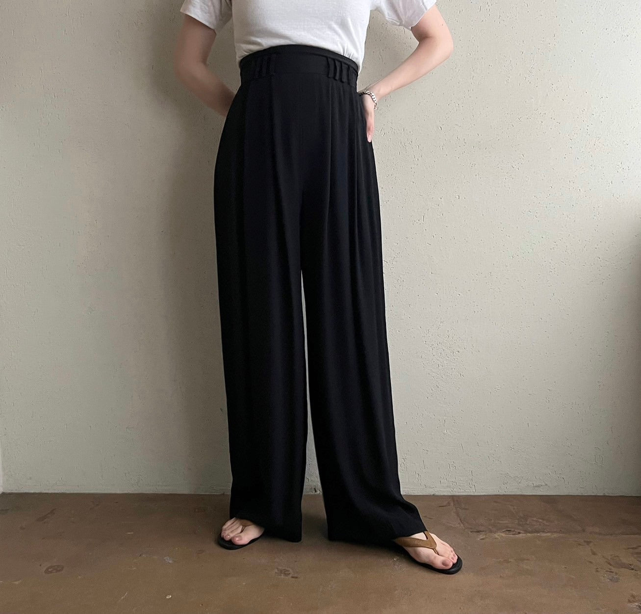 80s Black Wide Pants Made in USA