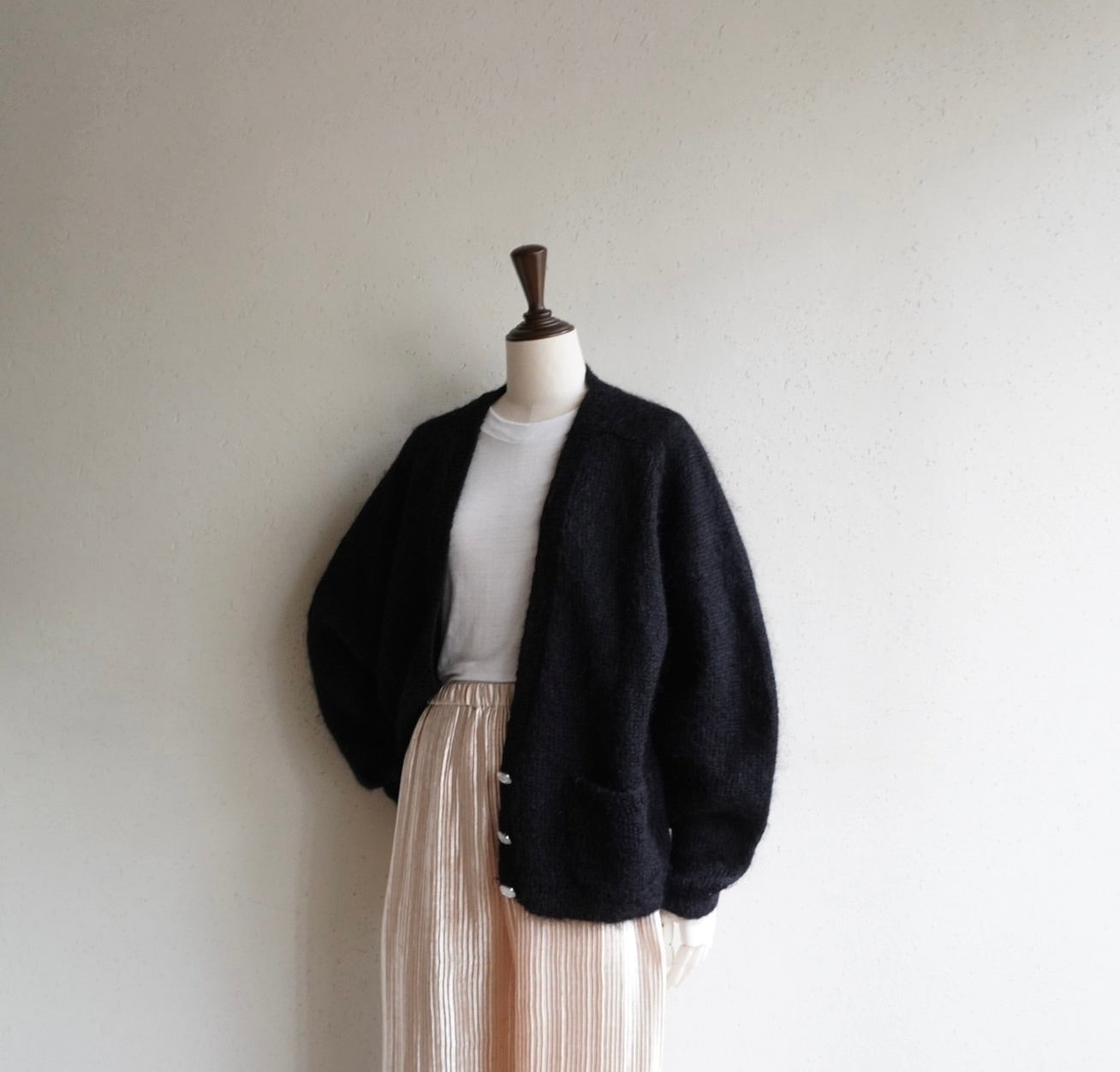 90s Black Mohair Knit Cardigan
