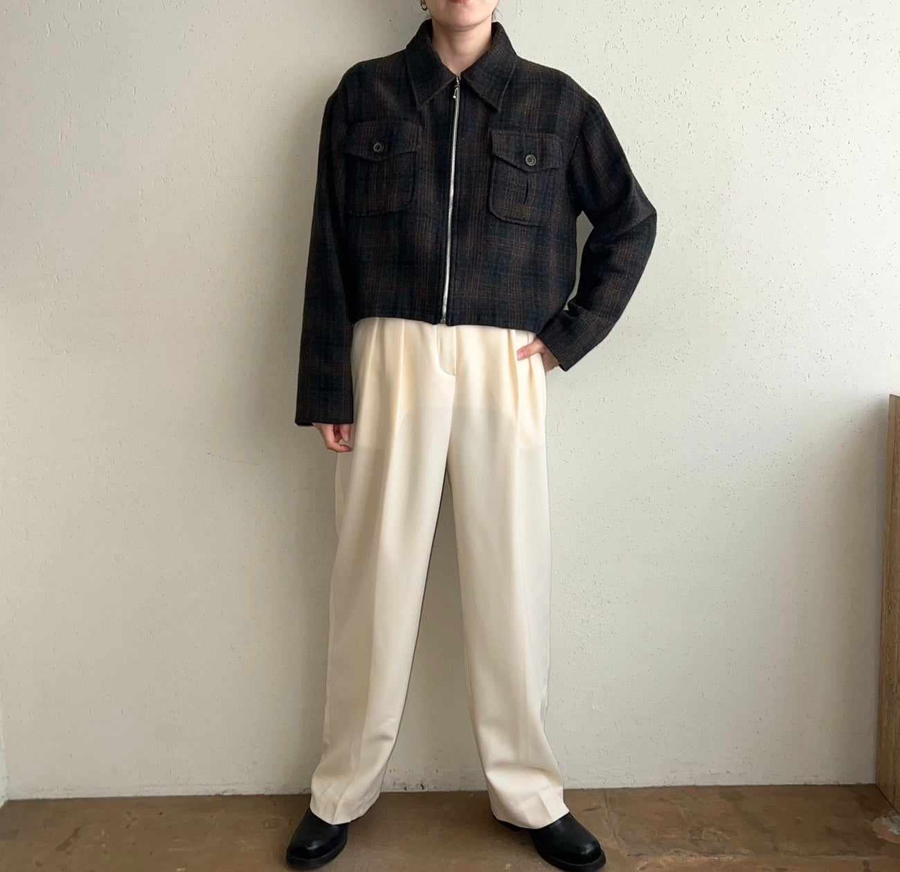 90s Plaid Zipped Jacket