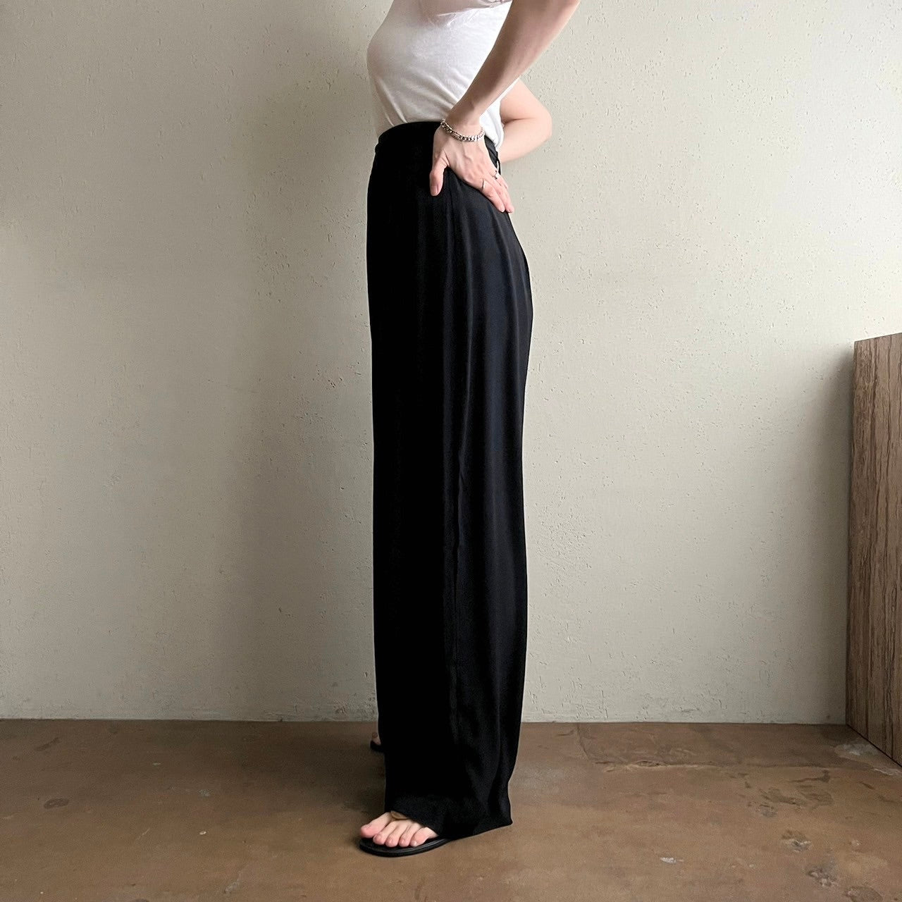 80s Black Wide Pants Made in USA