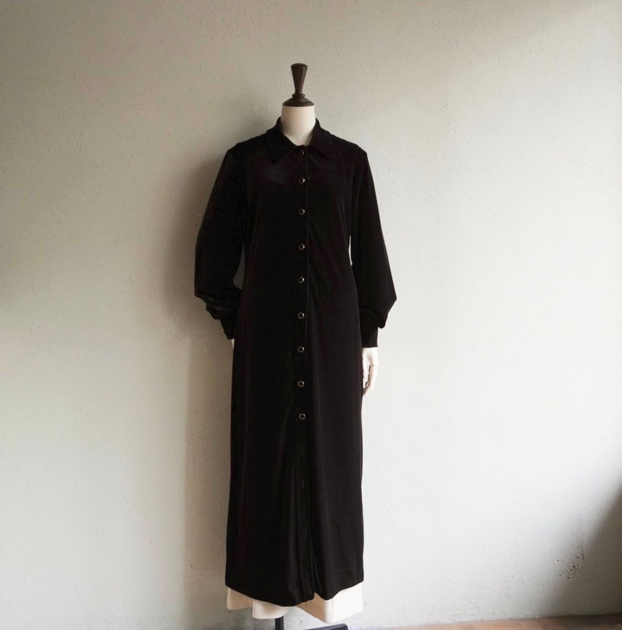 90s Brown Velor Maxi Dress Made in USA