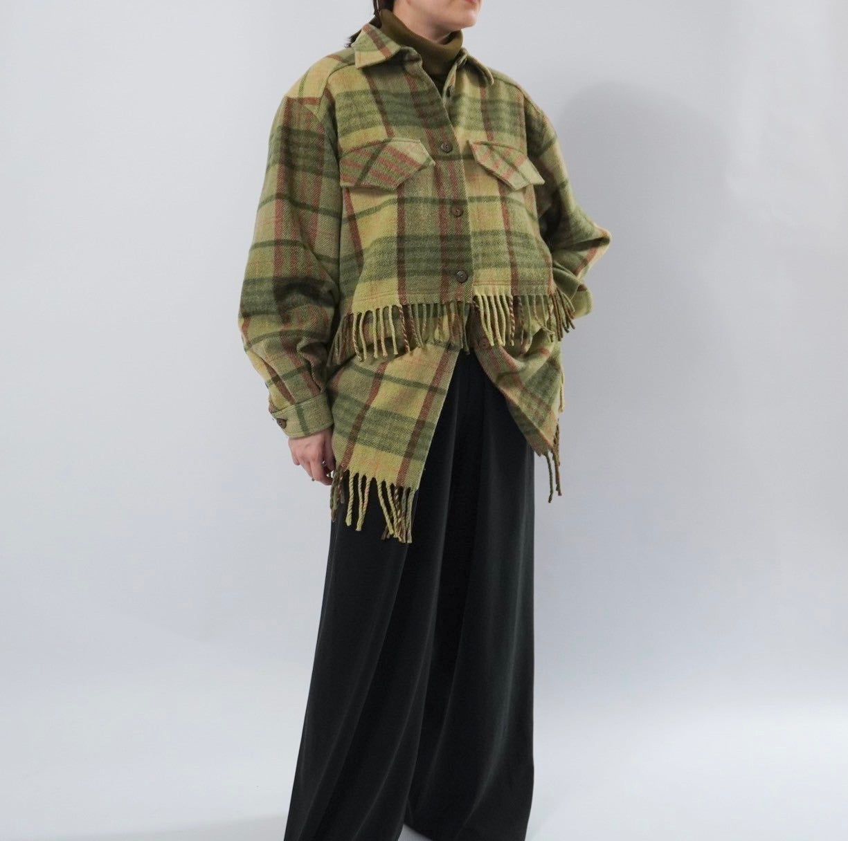 80s Plaid Fringe Design jacket Made in Italy