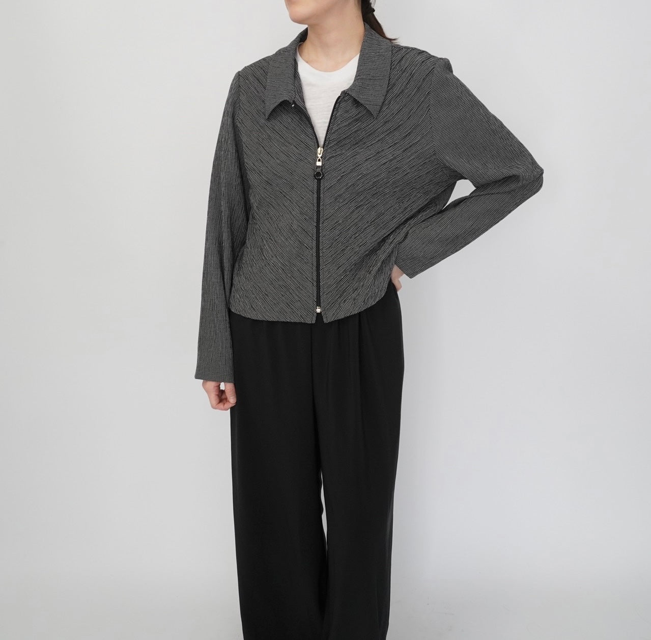 90s Pleat Zip Shirt,Jacket