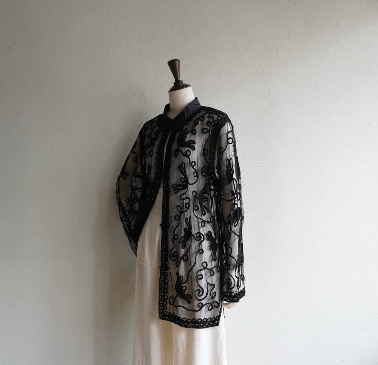 90s Black Cord Lace Blouse