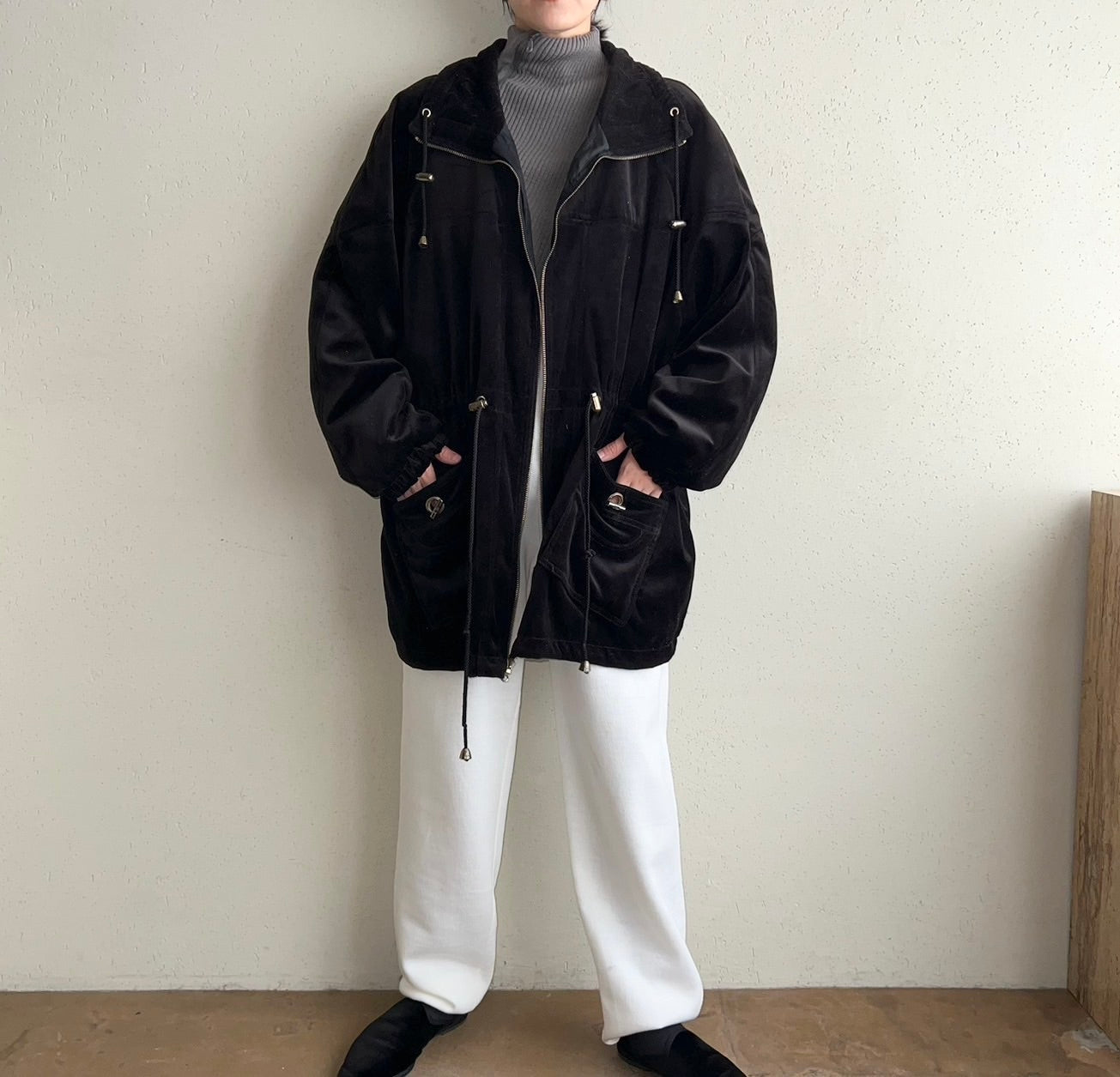 90s Black Velour Reversible Jacket