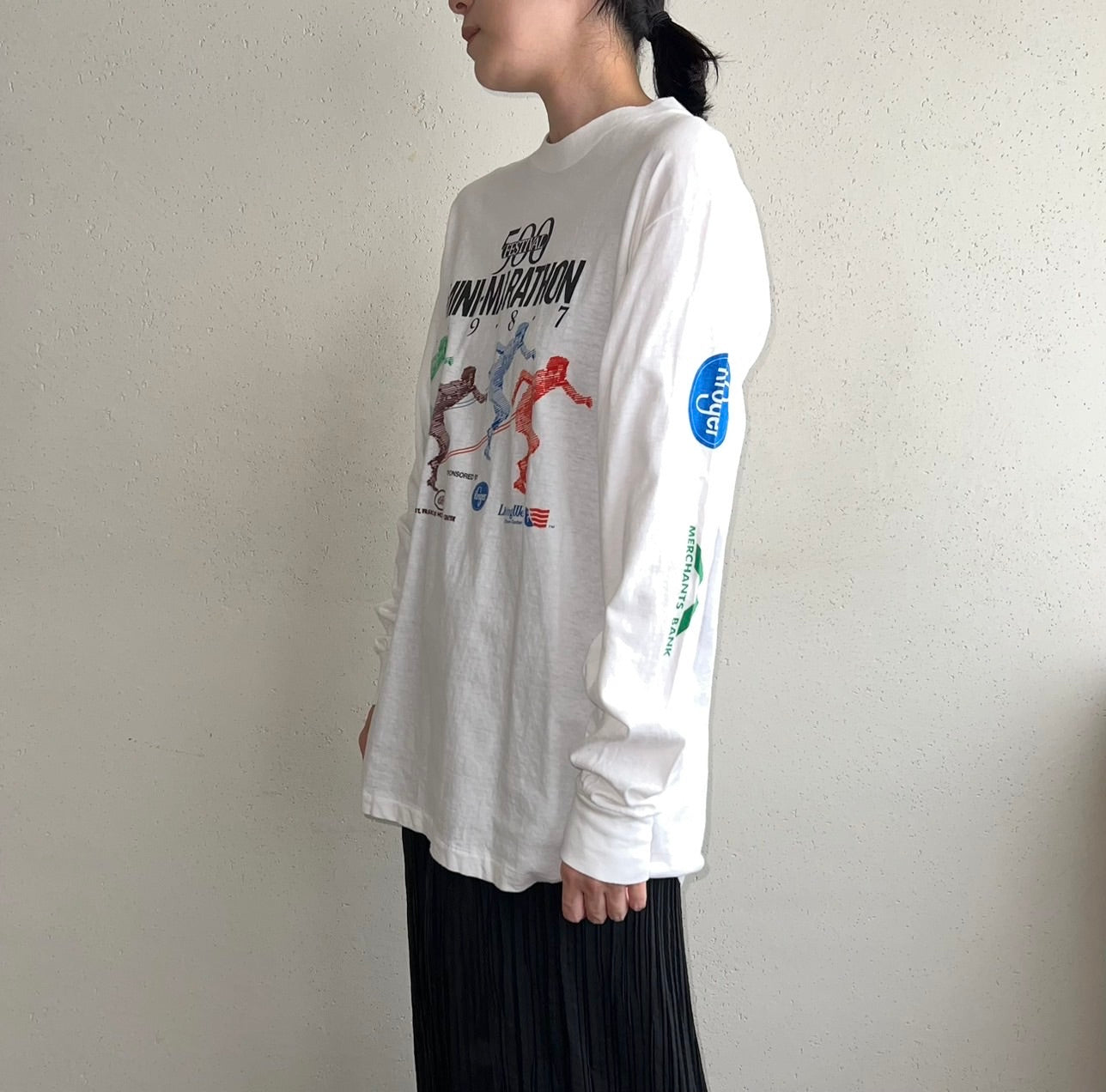 80s Printed Long Sleeves T-shirt Made in USA