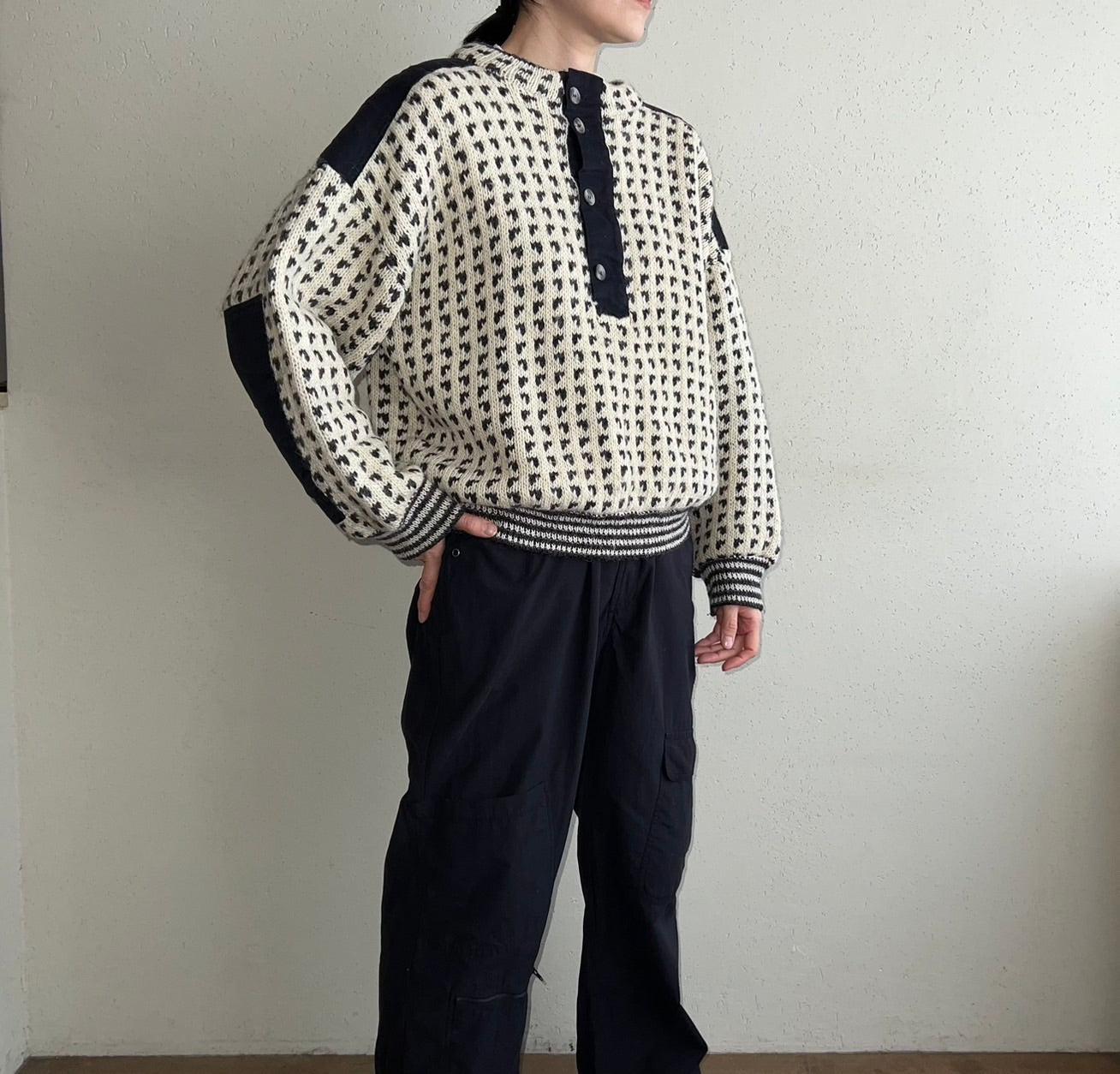 80s Black x White Knit Made in Norway