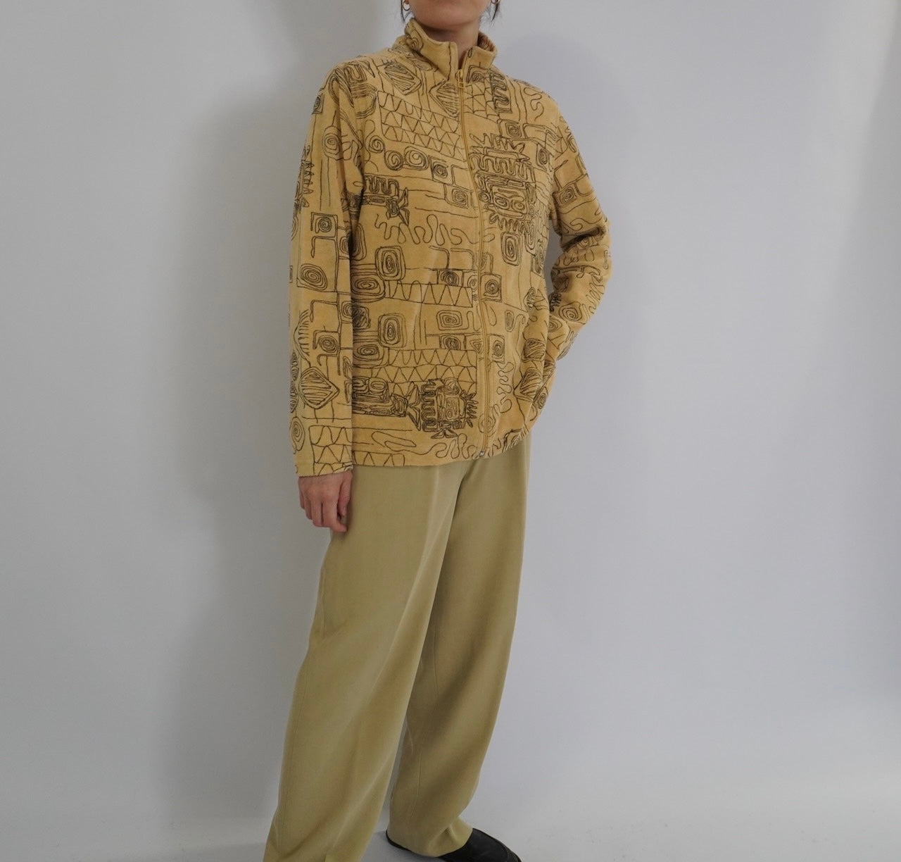 90s Abstract Printed Zip Top