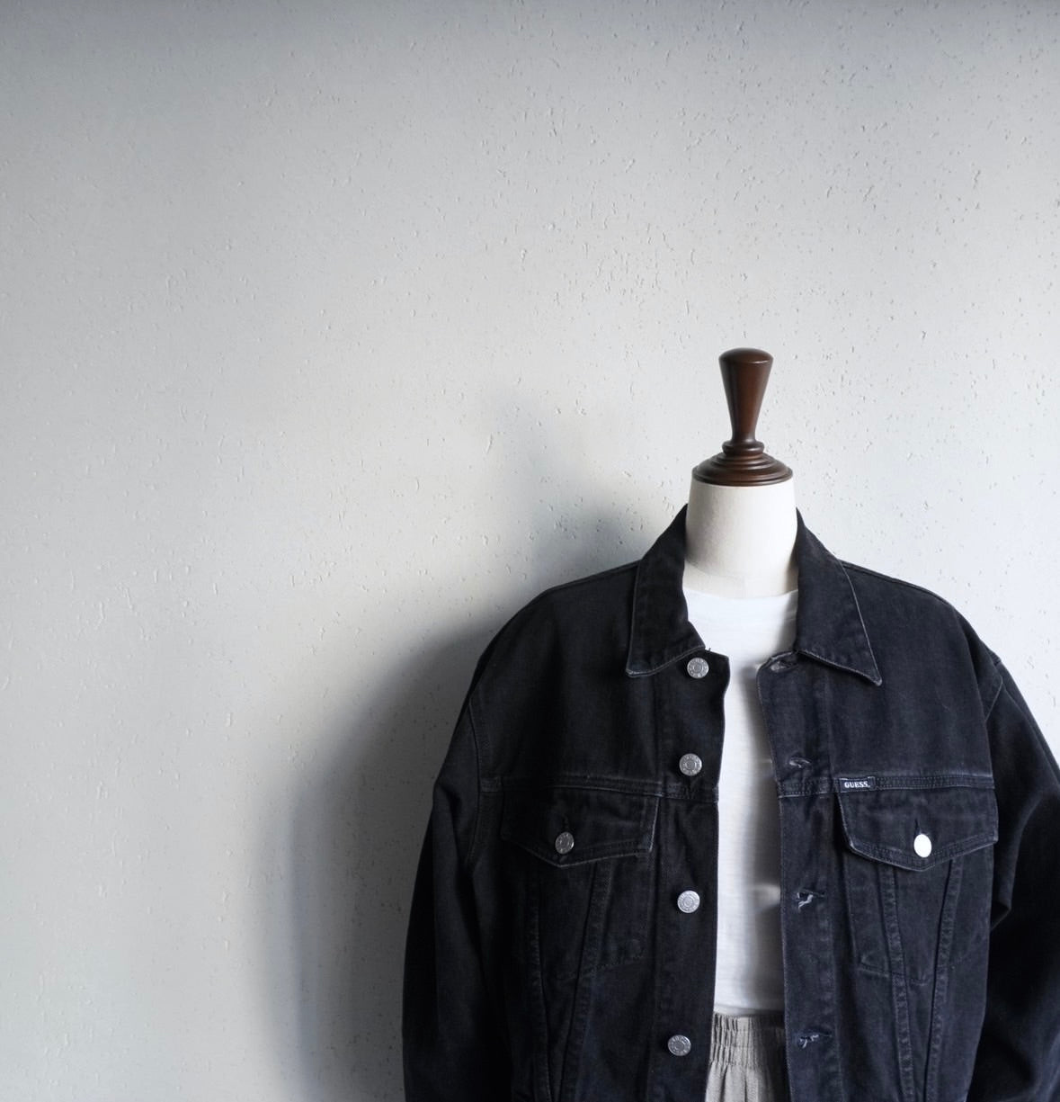 90s "GUESS" Black Denim Jacket Made in USA