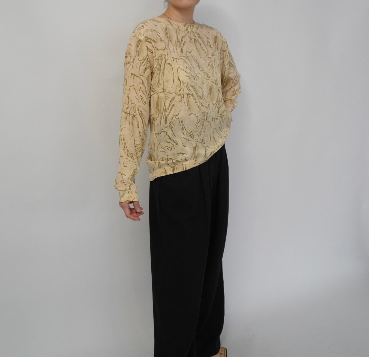 80s Silk Pattern Blouse