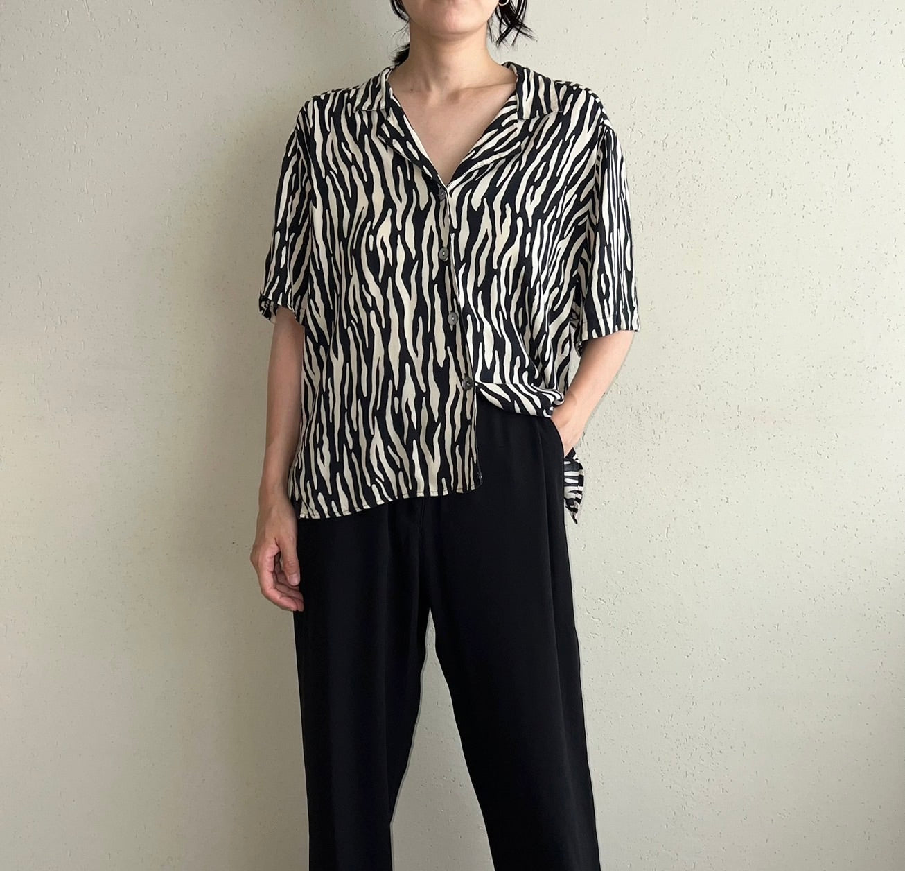 90s Rayon Pattern Printed Shirt
