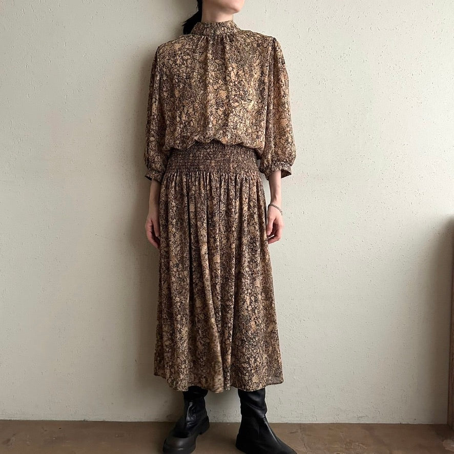 80s Printed Dress Made in USA
