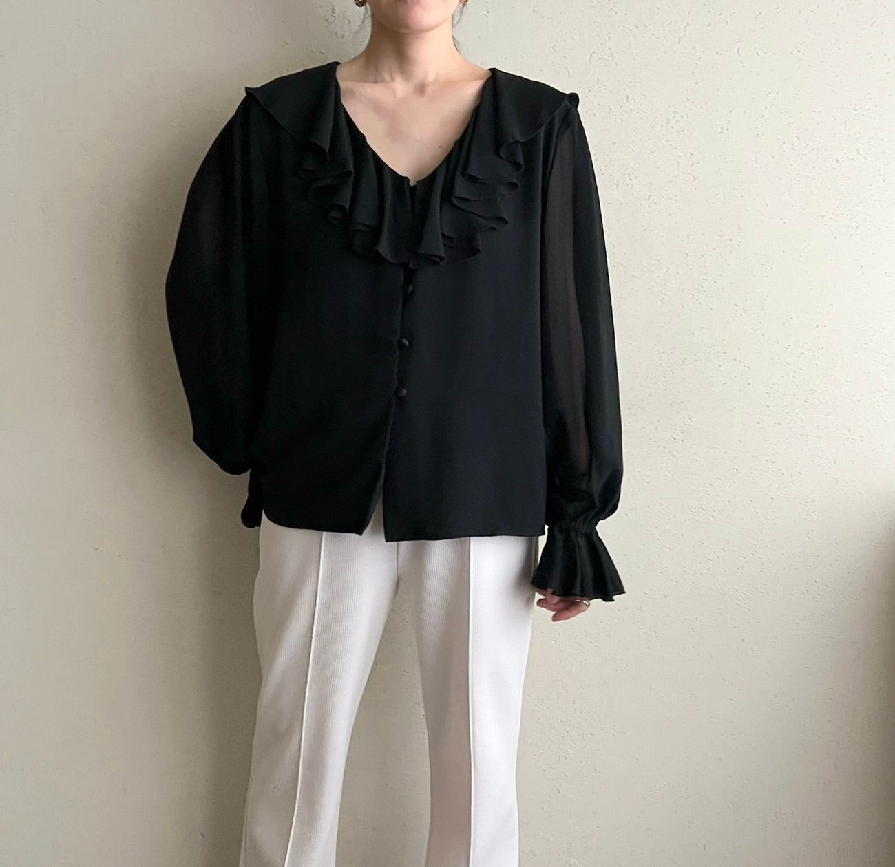 90s Ruffle Blouse Made in USA