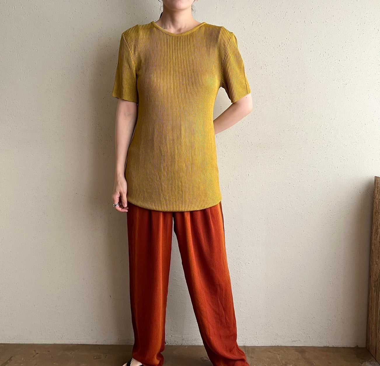 90s Ribbed Long Top Made in USA