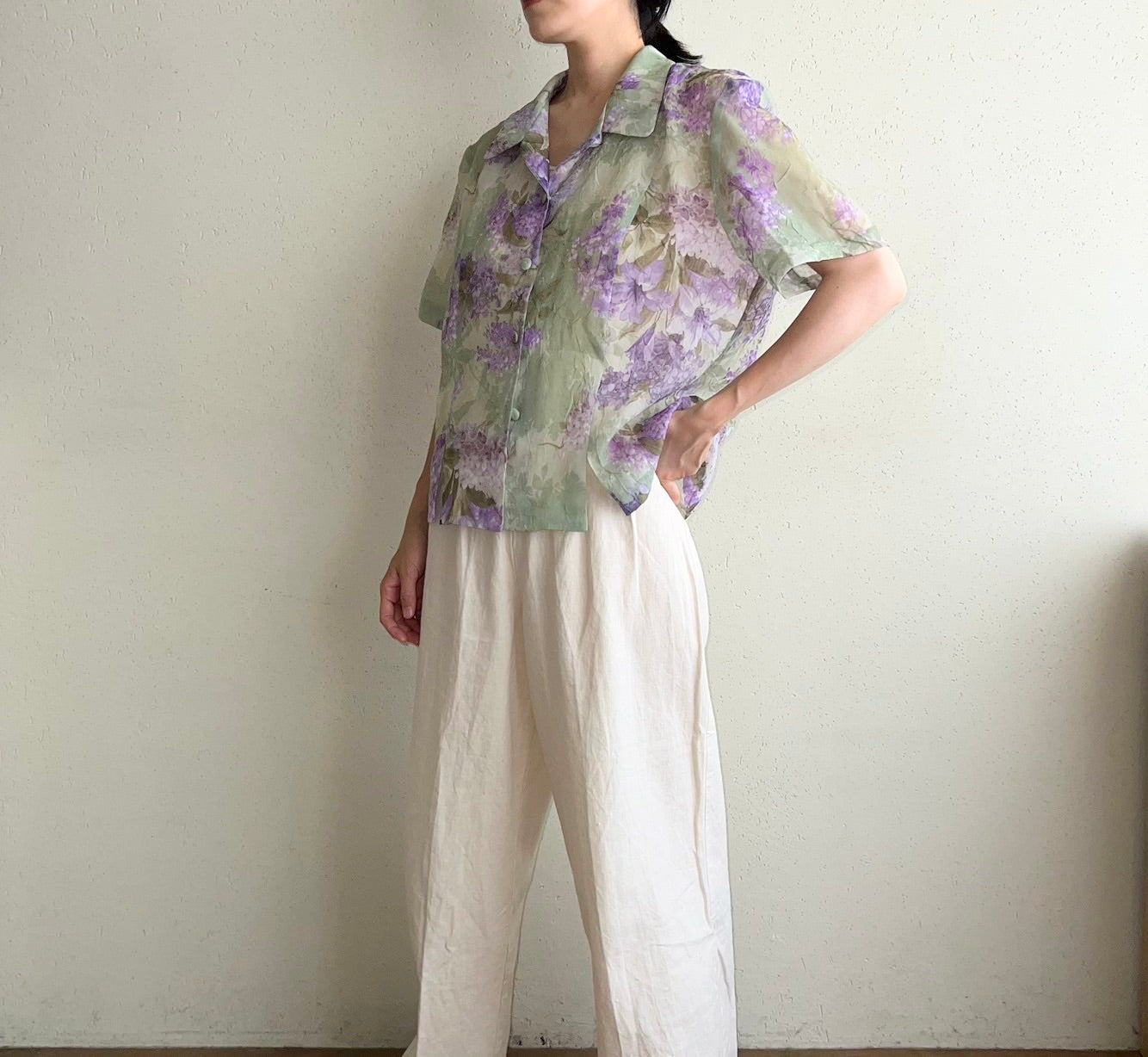 90s Printed Sheer Shirt