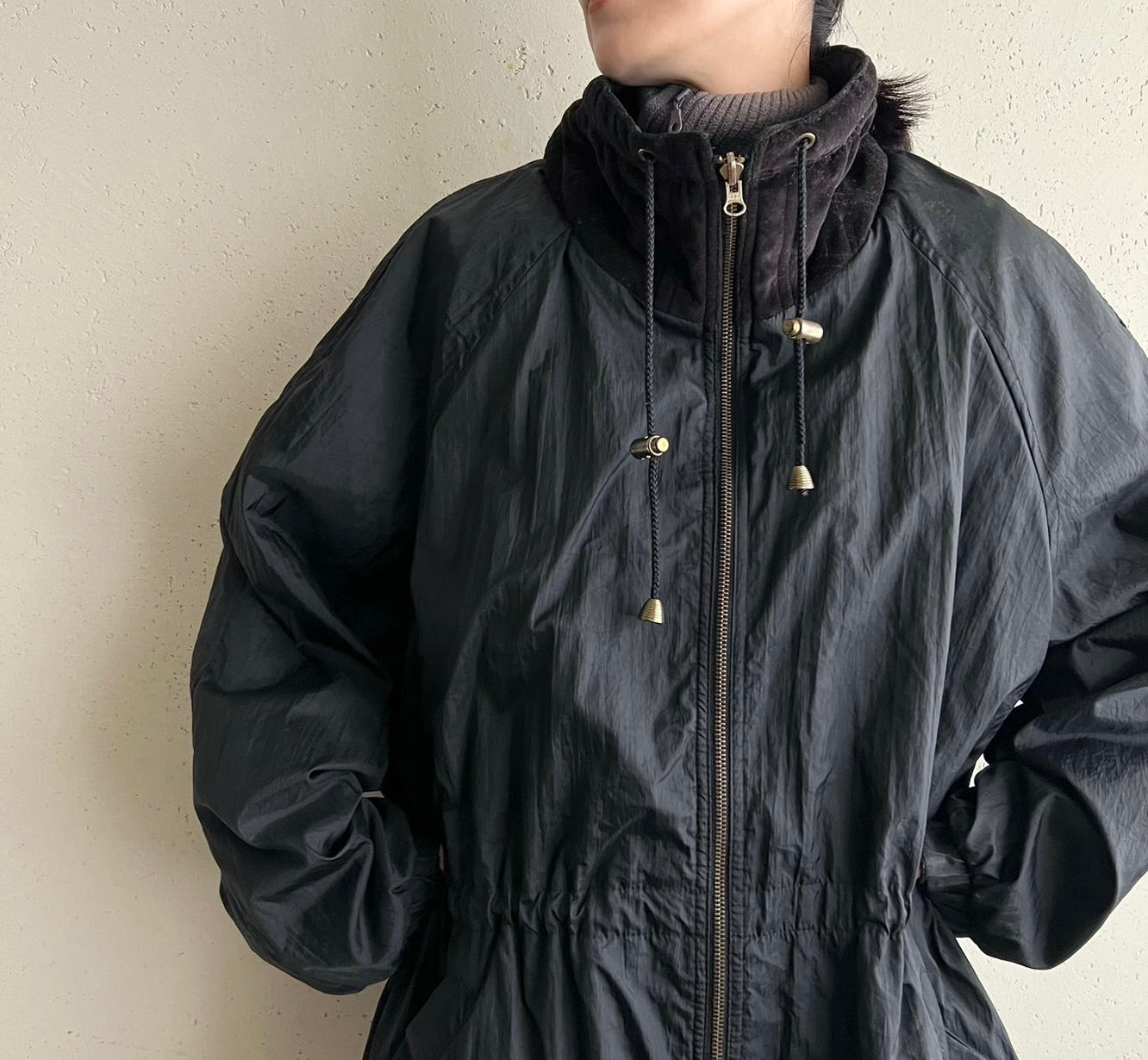90s Black Velour Reversible Jacket