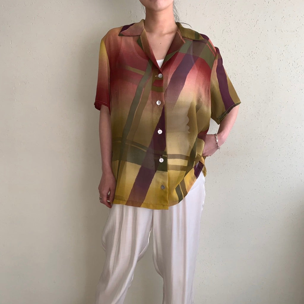 90s Sheer Printed Blouse Made in Italy