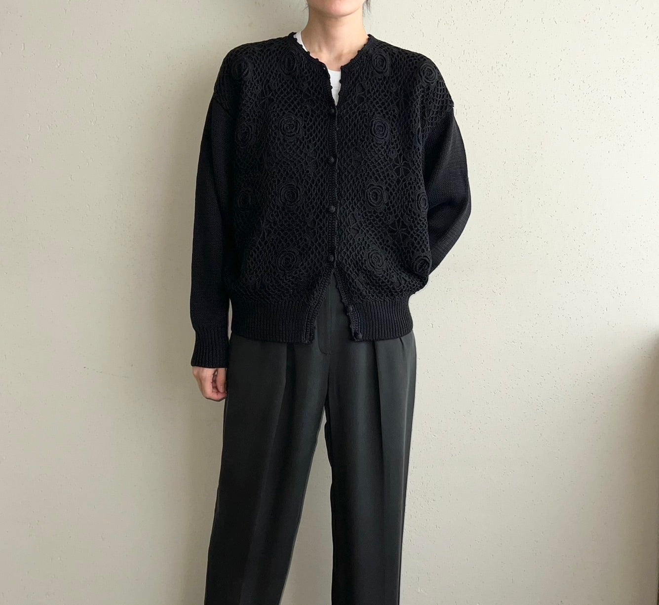 90s Cotton Design Knit Cardigan