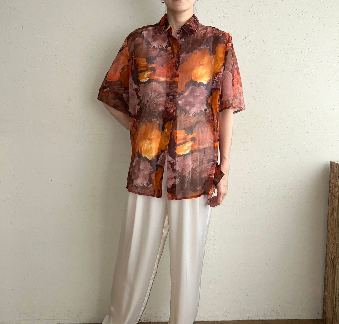90s Printed Sheer Shirt