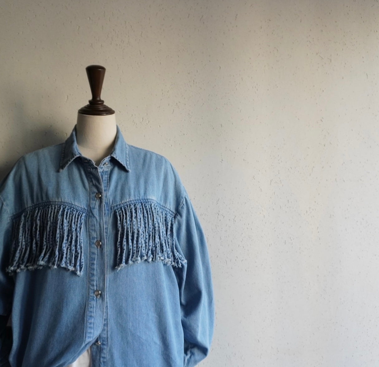 90s Fringe Design Denim Shirt Made in USA