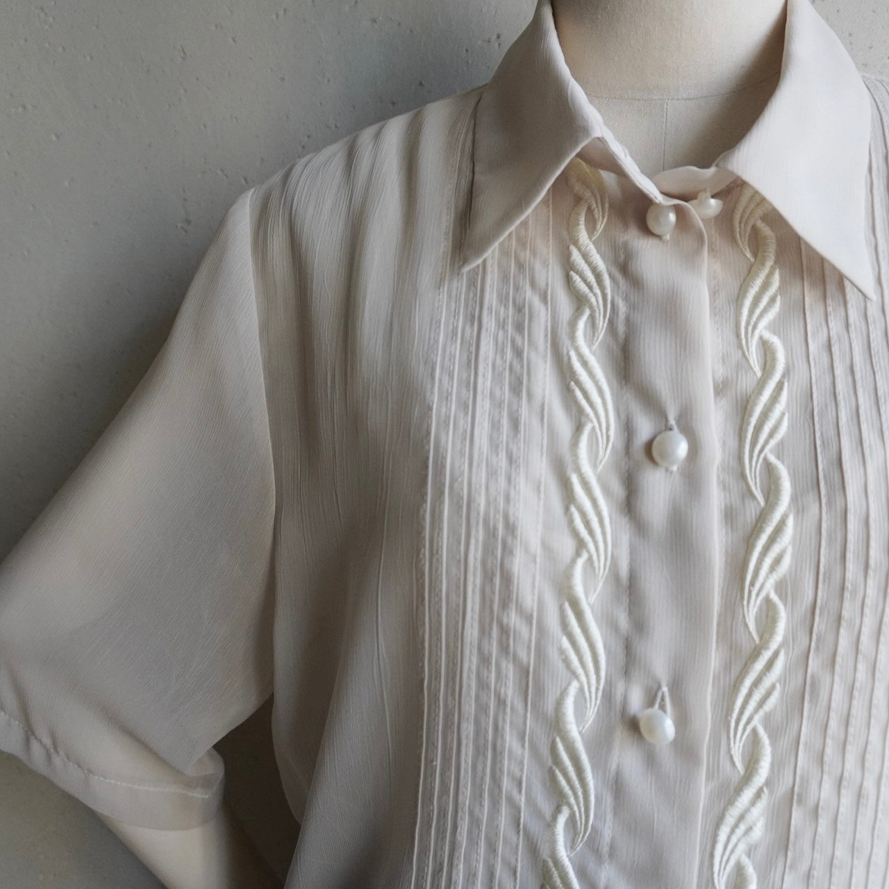 90s EURO Embroidery Sheer Shirt