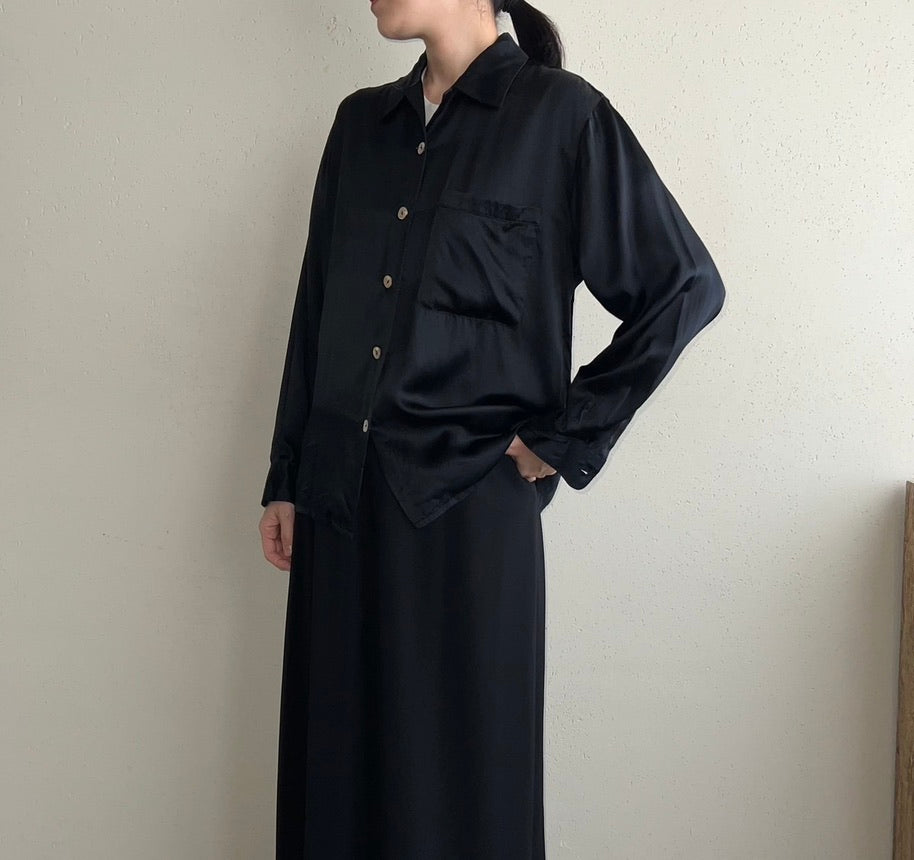 90s Black Silk Shirt