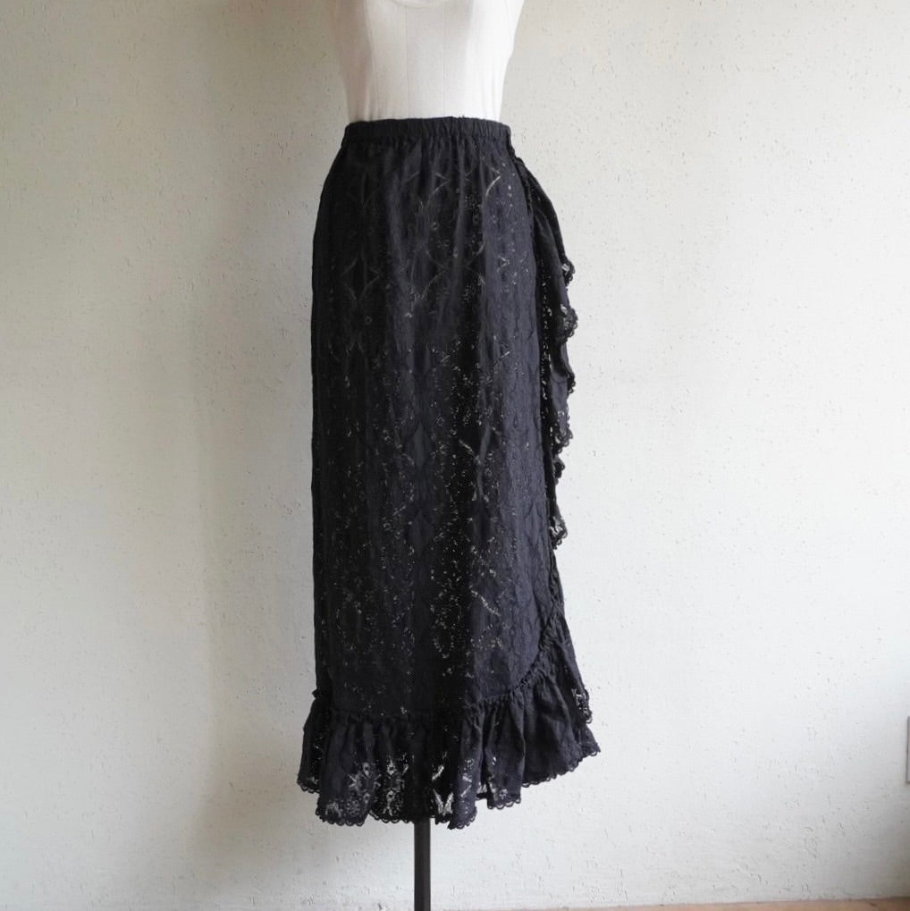 70s Lace Design Maxi Skirt