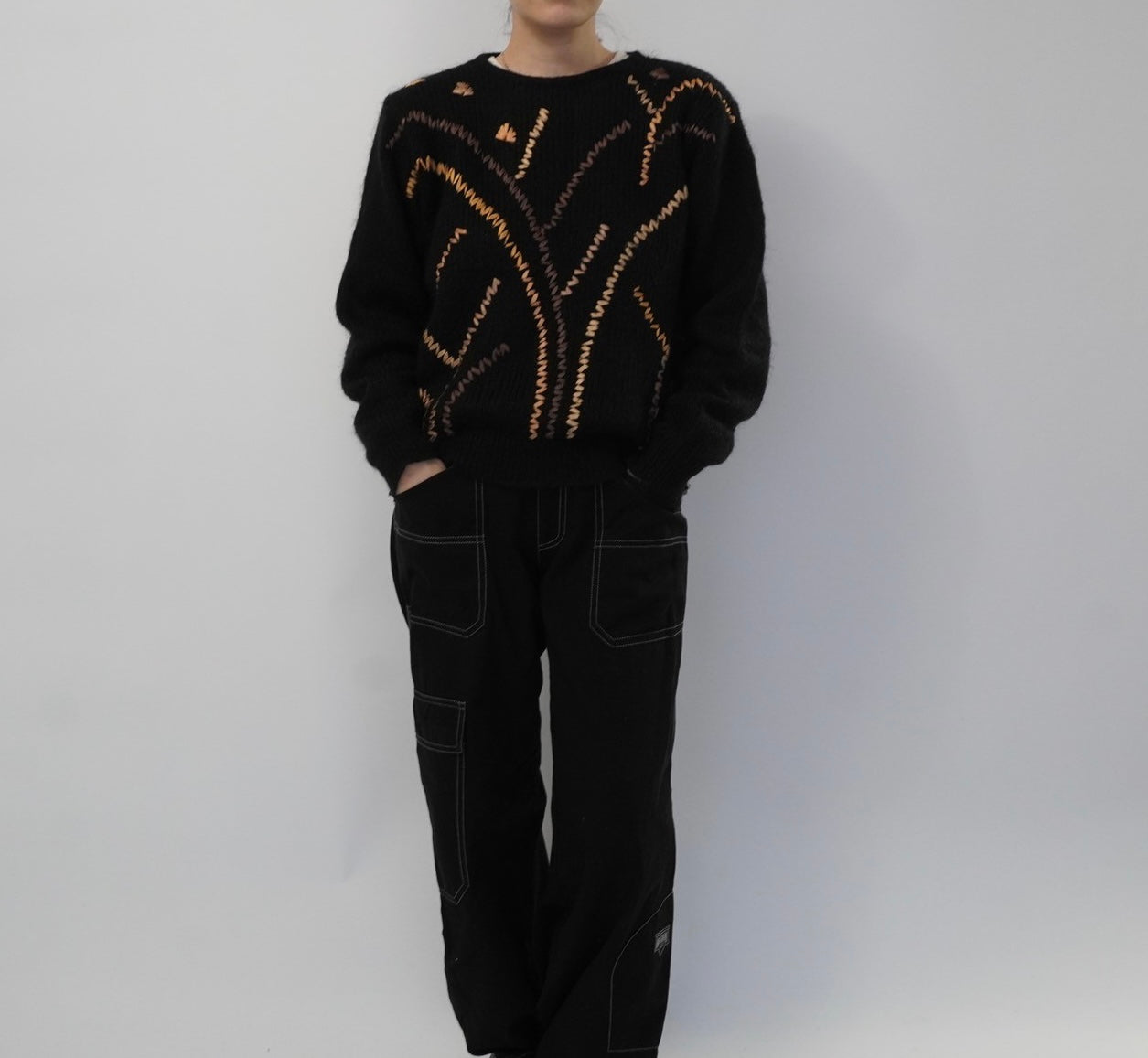 80s EURO Ribbon Design Mohair Knit