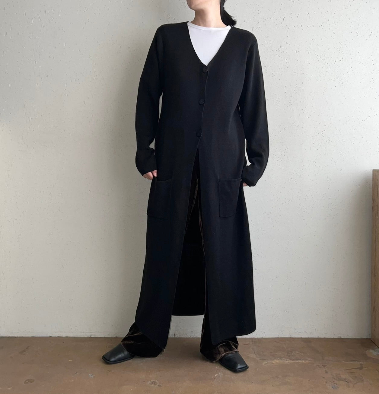 90s Black Long Cardigan