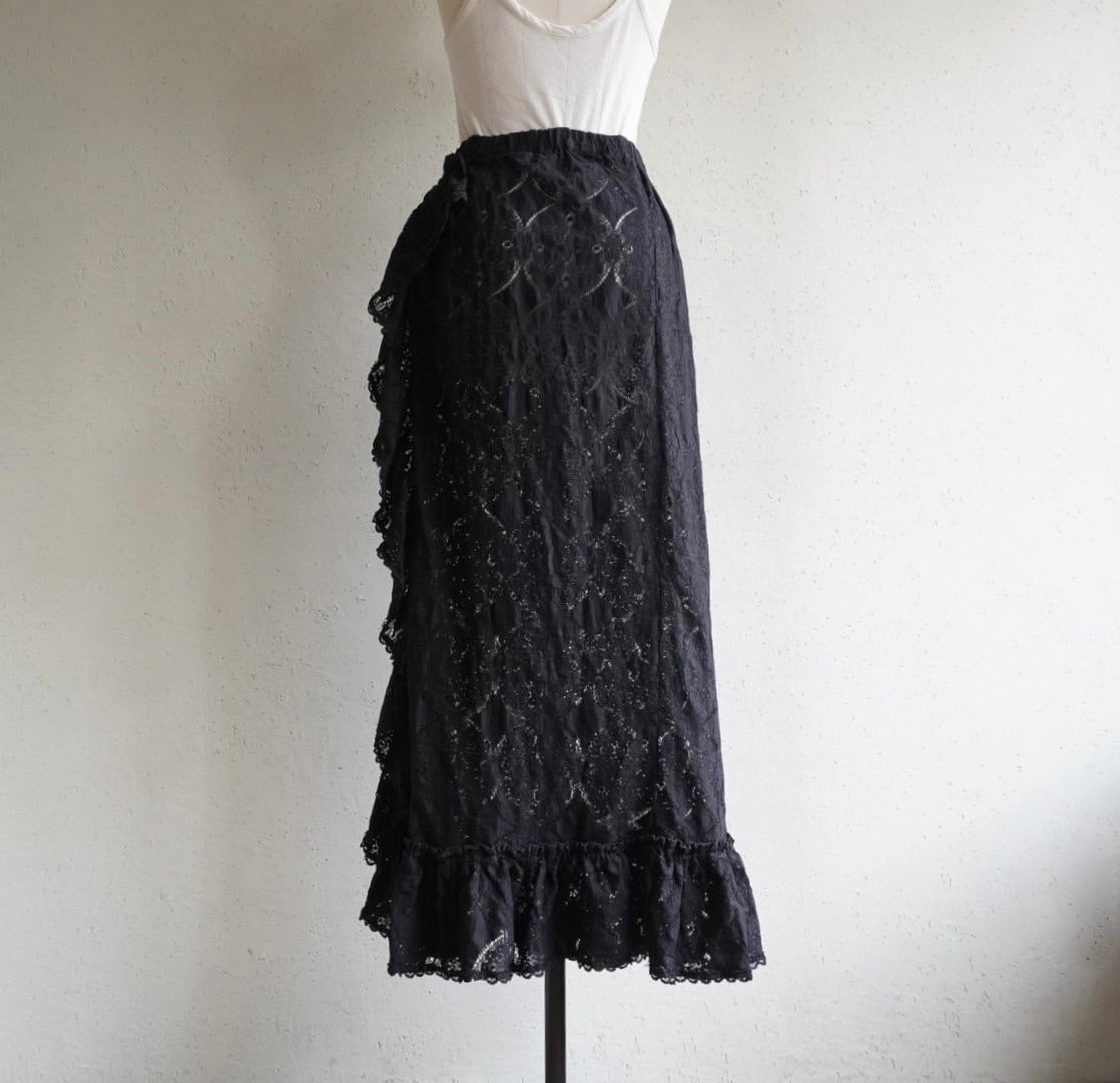 70s Lace Design Maxi Skirt