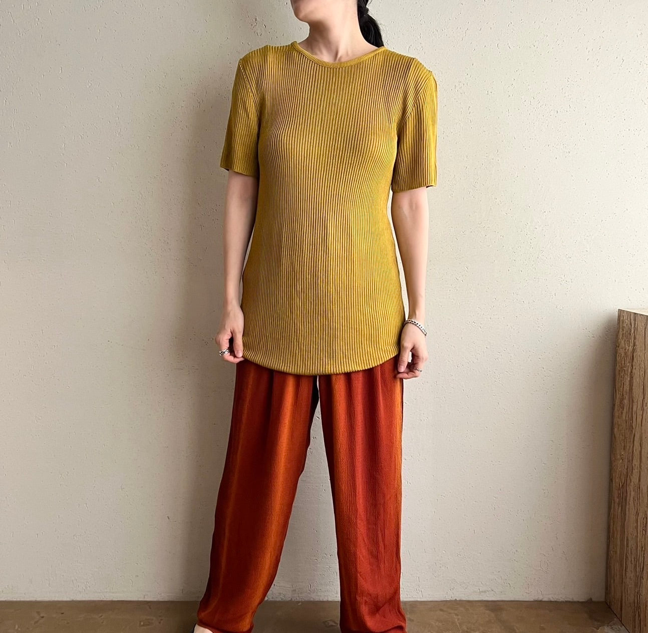 90s Ribbed Long Top Made in USA