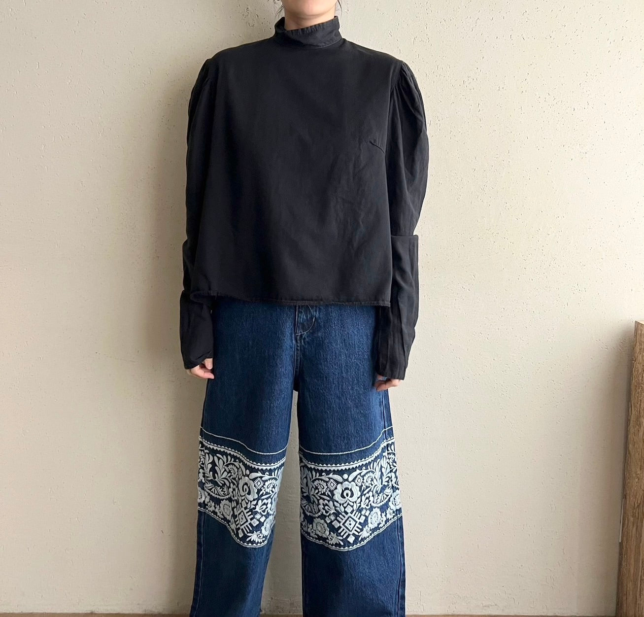90s Black Blouse