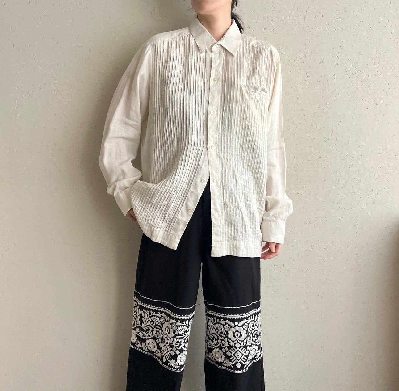 90s Pleated Design Shirt