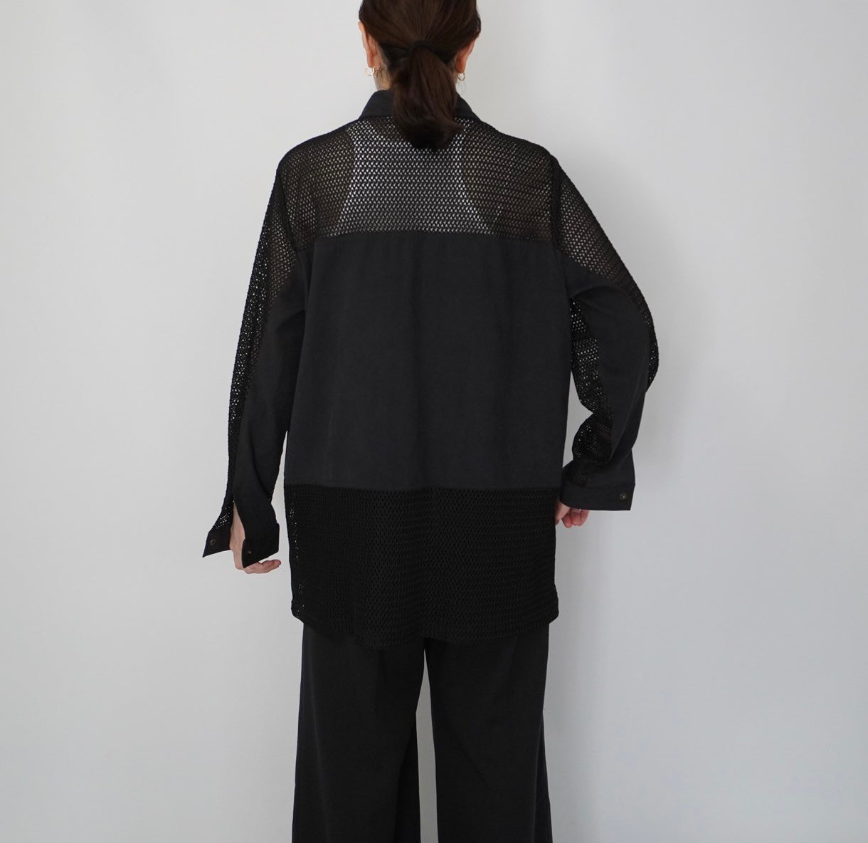 90s Black Mesh Design Shirt, Jacket