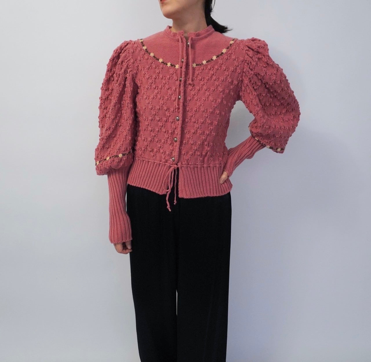 80s Embroidery Knit Cardigan