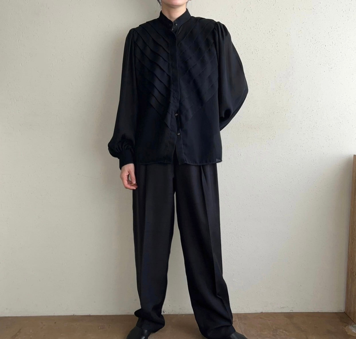90s Pleated Design Blouse Made in USA
