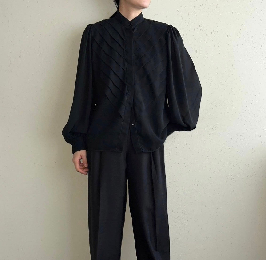 90s Pleated Design Blouse Made in USA