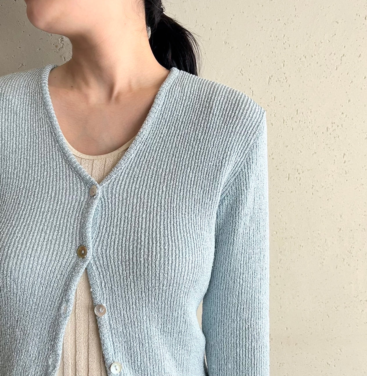 90s Ribbed Cardigan Made in USA