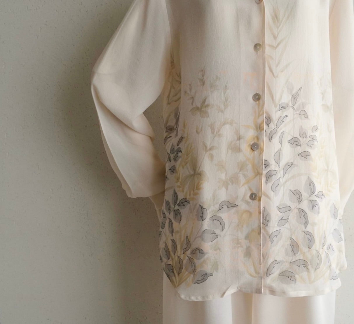 90s Silk Printed Sheer Shirt