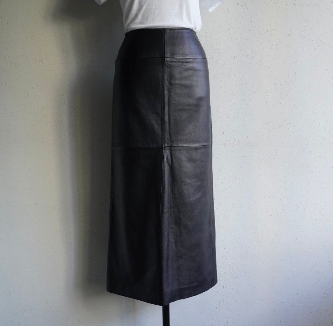90s Black Leather Skirt