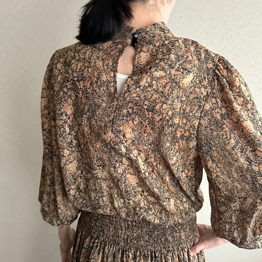 80s Printed Dress Made in USA