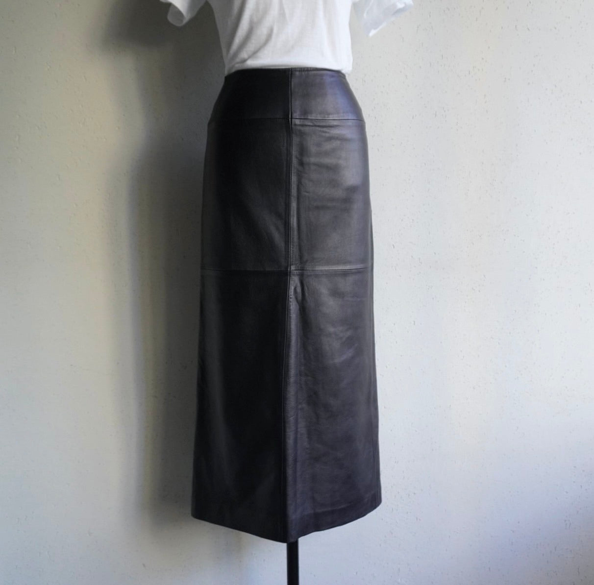 90s Black Leather Skirt